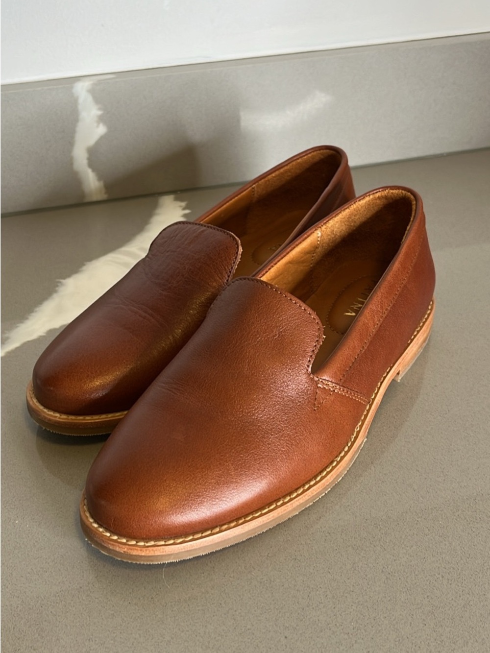 Women's Leather Slip-On Loafers - Chestnut Brown